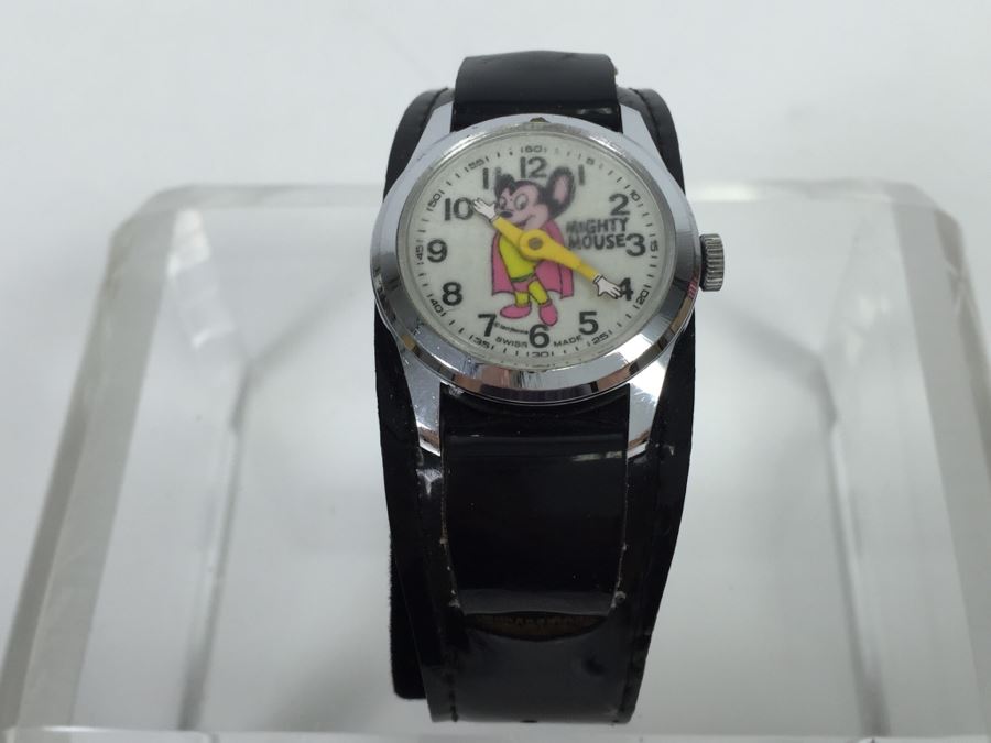 Vintage MIGHTY MOUSE Terrytoons Character Watch Swiss Made [Photo 3]