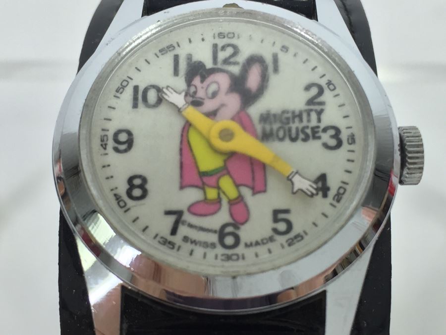 Vintage MIGHTY MOUSE Terrytoons Character Watch Swiss Made [Photo 4]