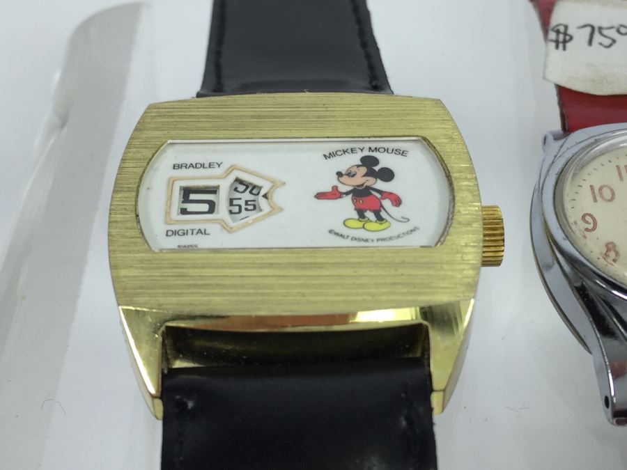 Set Of (3) Vintage Mickey Mouse Walt Disney Productions Character Watches (2) Ingersoll And (1) Bradley [Photo 4]