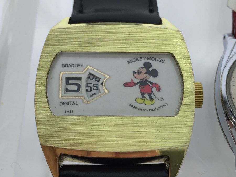 Set Of (3) Vintage Mickey Mouse Walt Disney Productions Character Watches (2) Ingersoll And (1) Bradley [Photo 3]
