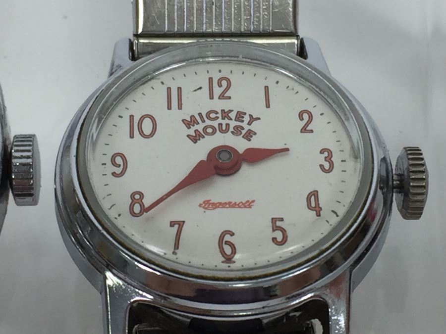 Set Of (3) Vintage Mickey Mouse Walt Disney Productions Character Watches (2) Ingersoll And (1) Bradley [Photo 7]