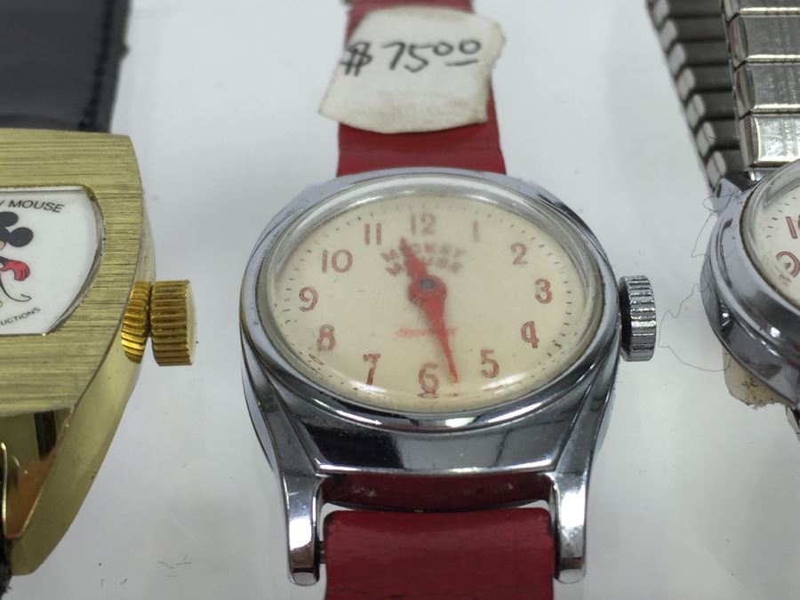 Set Of (3) Vintage Mickey Mouse Walt Disney Productions Character Watches (2) Ingersoll And (1) Bradley [Photo 6]