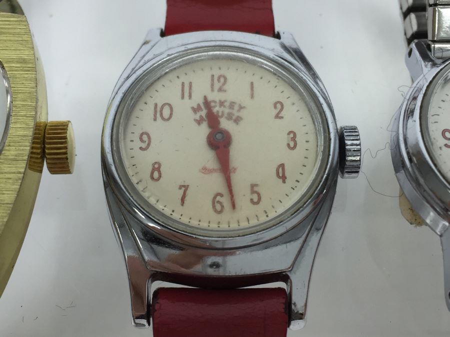 Set Of (3) Vintage Mickey Mouse Walt Disney Productions Character Watches (2) Ingersoll And (1) Bradley [Photo 5]