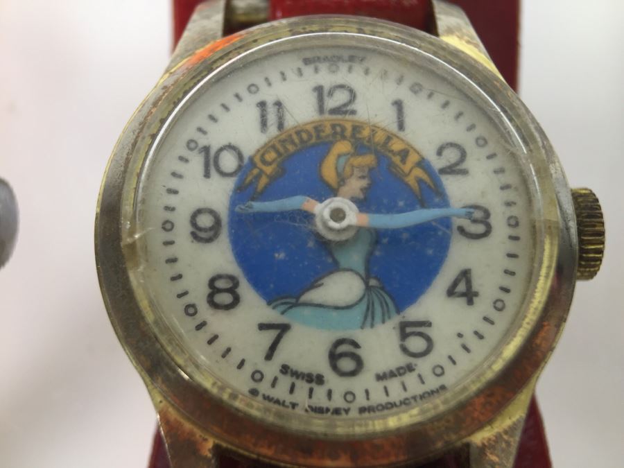 (3) Vintage Cinderella Walt Disney Character Watches U.S. Time 1955 And Bradley Swiss Made [Photo 10]