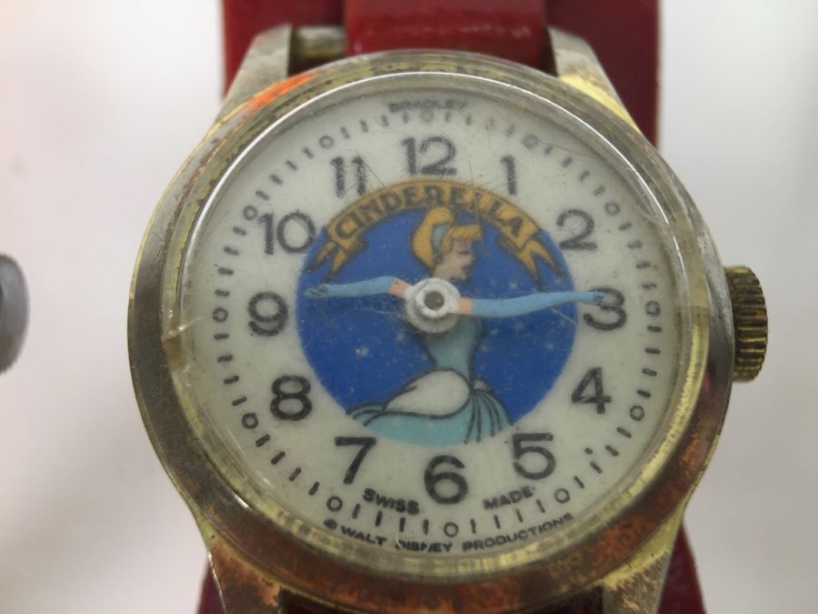 (3) Vintage Cinderella Walt Disney Character Watches U.S. Time 1955 And Bradley Swiss Made [Photo 9]