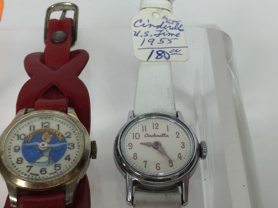 (3) Vintage Cinderella Walt Disney Character Watches U.S. Time 1955 And Bradley Swiss Made [Photo 5]