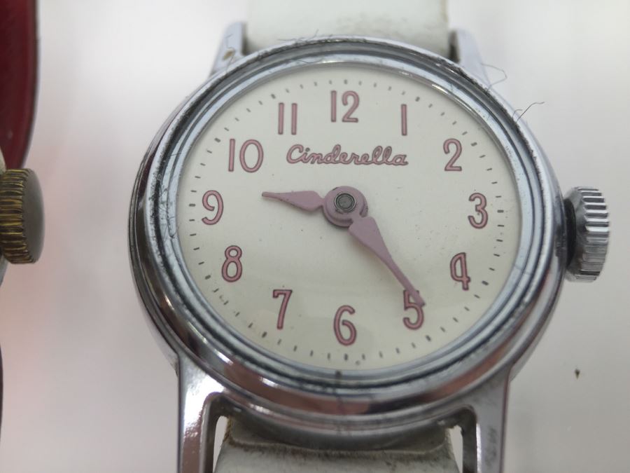 (3) Vintage Cinderella Walt Disney Character Watches U.S. Time 1955 And Bradley Swiss Made [Photo 11]