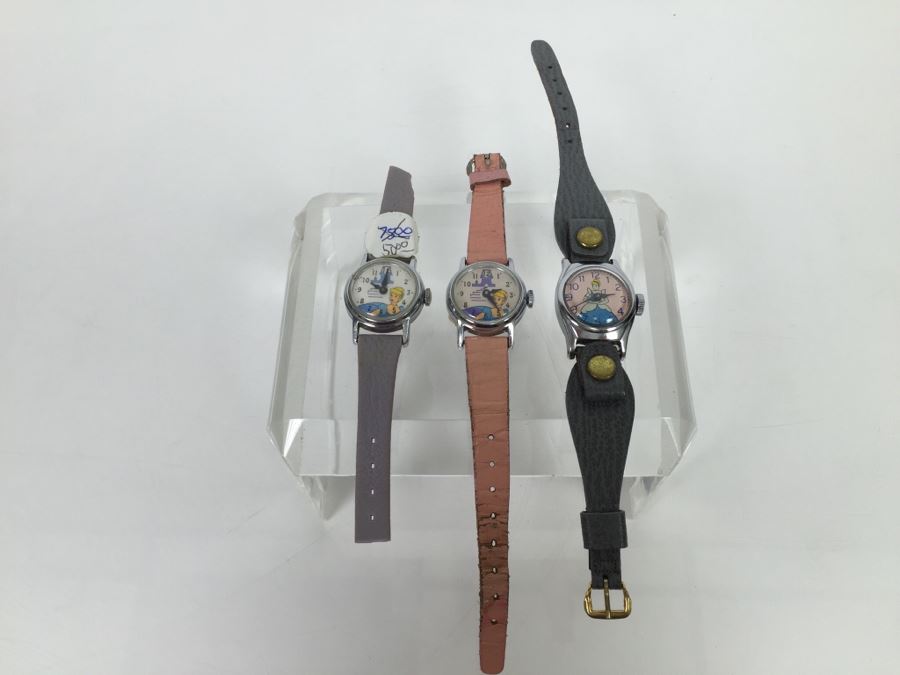 Set Of (3) Vintage Cinderella Walt Disney Productions Character Watches [Photo 2]