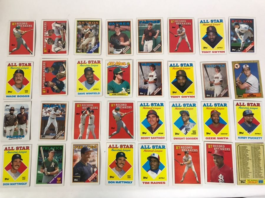 Collection Of 32 Vintage Topps Baseball Cards 1987 1988 (Sample Cards From Other Larger Shoebox Lot In Sale)