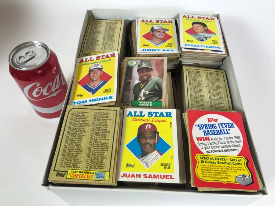 Large Shoebox Collection Of Vintage Topps Baseball Cards Mainly 1987