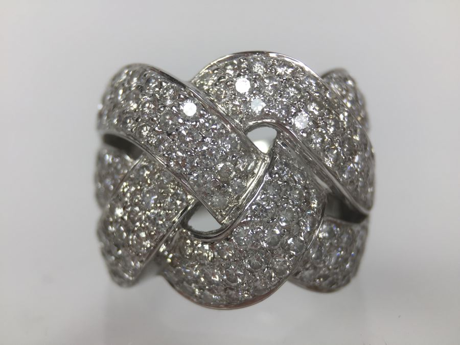 Stunning Platinum Diamond Ring PT900 Apx 2.00 Carat TW VS-2 To SI-1 G-H Appraised Fair Market Value $2,200 Ring Size 5.5 16g [Photo 6]