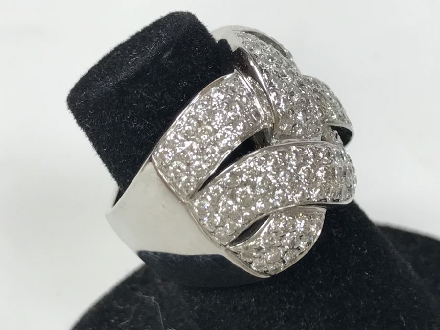 Stunning Platinum Diamond Ring PT900 Apx 2.00 Carat TW VS-2 To SI-1 G-H Appraised Fair Market Value $2,200 Ring Size 5.5 16g [Photo 48]