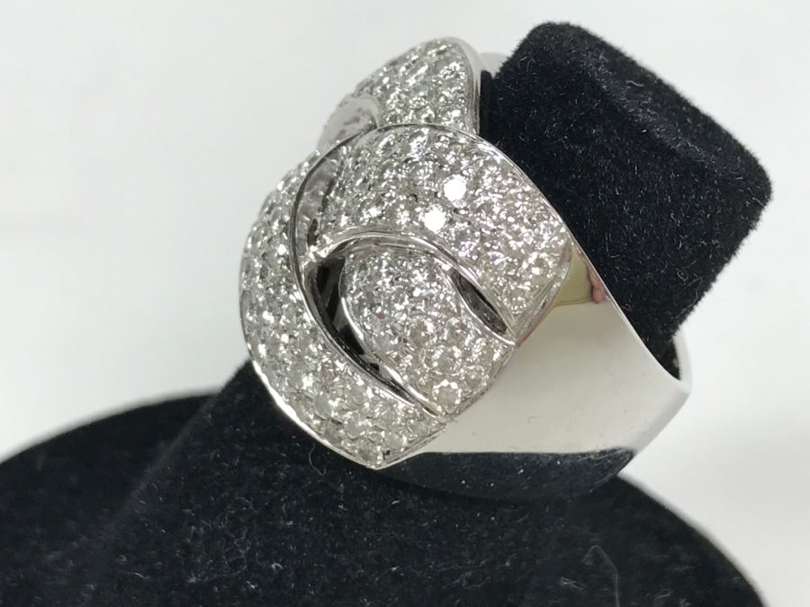 Stunning Platinum Diamond Ring PT900 Apx 2.00 Carat TW VS-2 To SI-1 G-H Appraised Fair Market Value $2,200 Ring Size 5.5 16g [Photo 46]