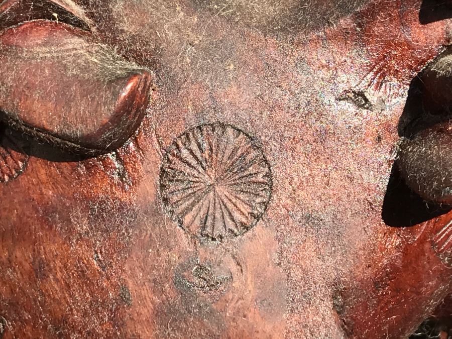 Large Carved Wooden Chinese Elder Wise Man Surrounded By Animals 32' Tall Without Staff - Note Top Of Staff Has Broken Off Fairly Clean Break - See Photos [Photo 11]