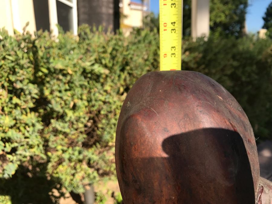 Large Carved Wooden Chinese Elder Wise Man Surrounded By Animals 32' Tall Without Staff - Note Top Of Staff Has Broken Off Fairly Clean Break - See Photos [Photo 40]