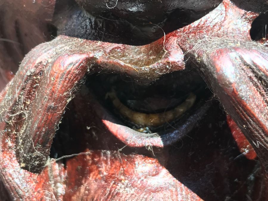 Large Carved Wooden Chinese Elder Wise Man Surrounded By Animals 32' Tall Without Staff - Note Top Of Staff Has Broken Off Fairly Clean Break - See Photos [Photo 14]