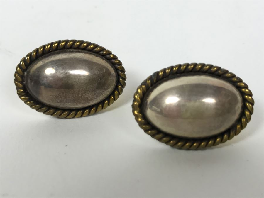 Sterling Silver Post Earrings Stamped TC-306 Mexico 925 9.4g [Photo 1]