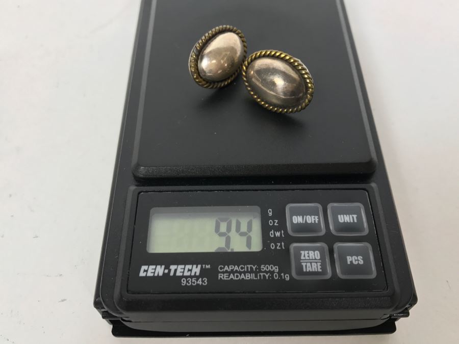 Sterling Silver Post Earrings Stamped TC-306 Mexico 925 9.4g [Photo 4]