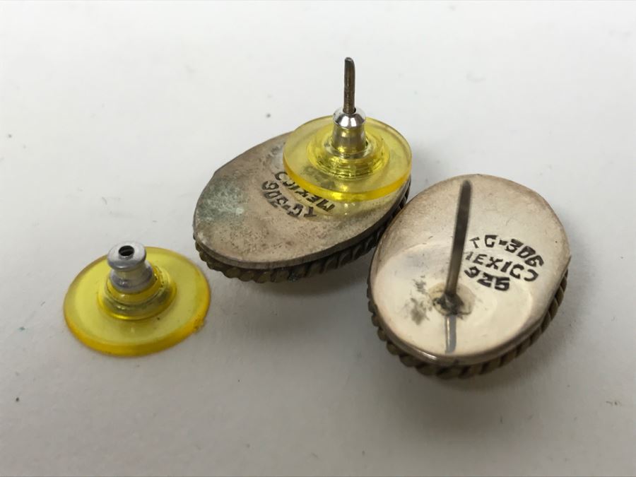 Sterling Silver Post Earrings Stamped TC-306 Mexico 925 9.4g [Photo 3]