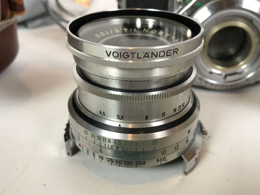 Voigtlander Prominent II Film Camera With Leather Case, Multiple Lenses, Filter, Flash, Hood And Original Manuals - See All Photos [Photo 10]