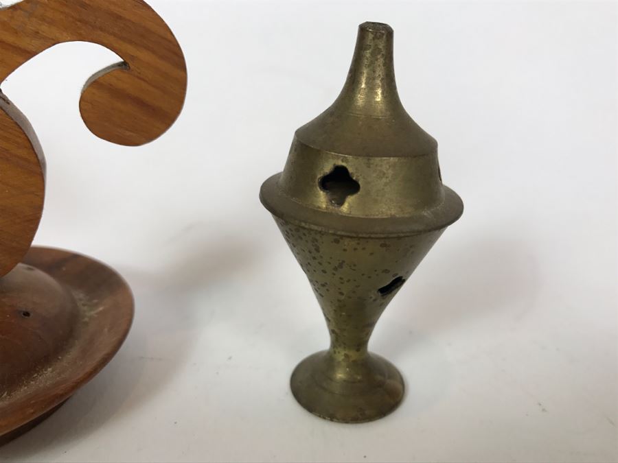 Brass Incense Burner And Teakwood Incense Burner Om Symbol [Photo 3]