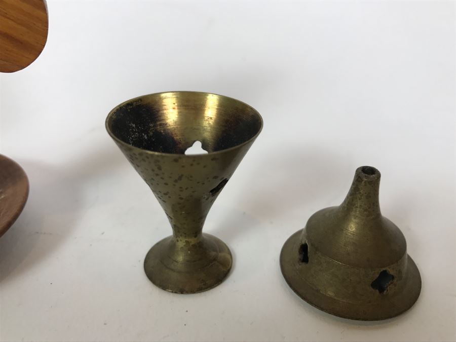 Brass Incense Burner And Teakwood Incense Burner Om Symbol [Photo 4]