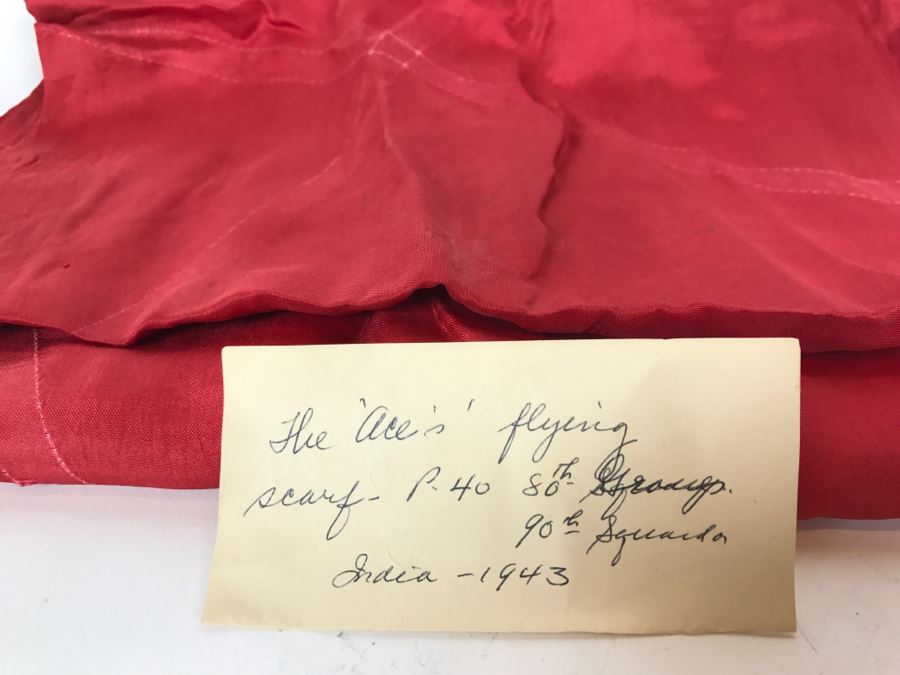 The 'Ace's' Flying Scarf WWII India 1943 P40 80th Fighter Group 90th Squadron The Burma Banshees Believed To Be Sam Hammer See Details [Photo 9]