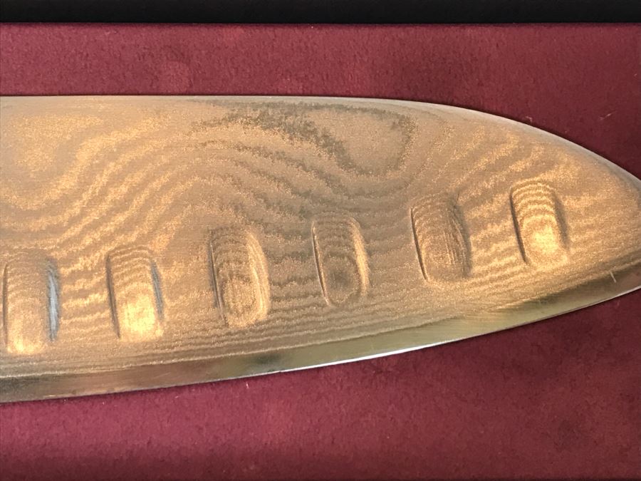 Set Of 3 Knives: Shun DM0718 Classic Knife (Retails $175), Vintage La Borde Chrome Molybdenum Stainless Chef's Knife And Global CROMOVA 18cm Stainless Vegetable Knife [Photo 8]