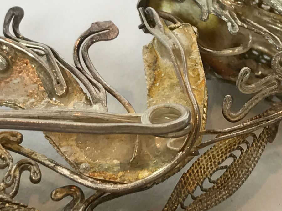 Stunning Silver Filigree Dragon Serpent Brooch Pendant [Photo 16]