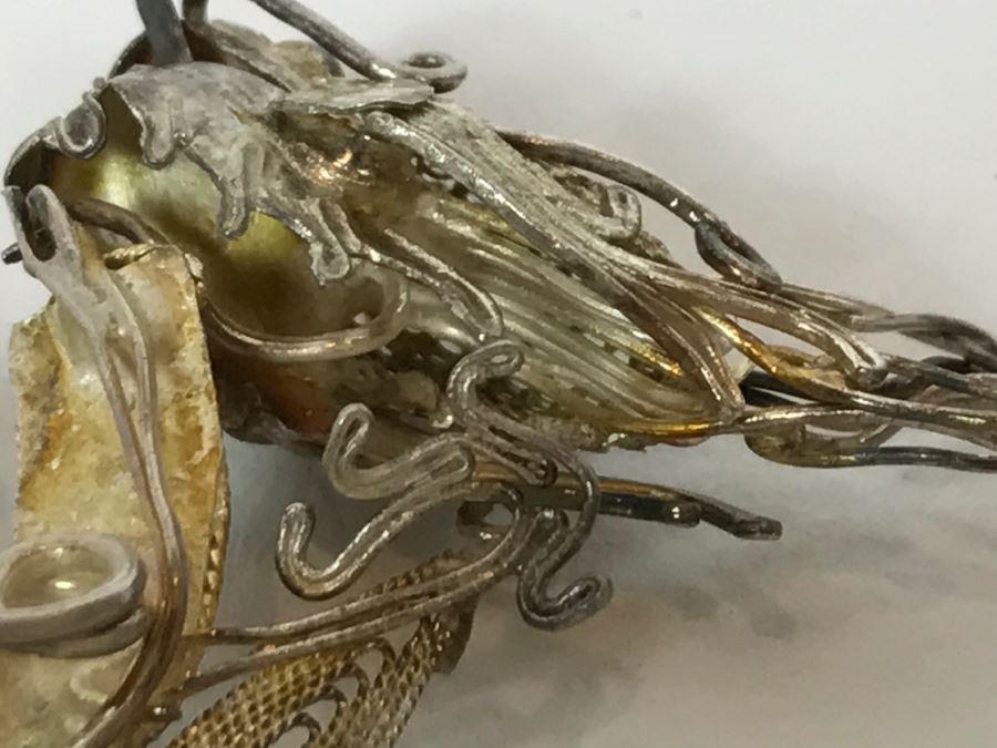 Stunning Silver Filigree Dragon Serpent Brooch Pendant [Photo 17]