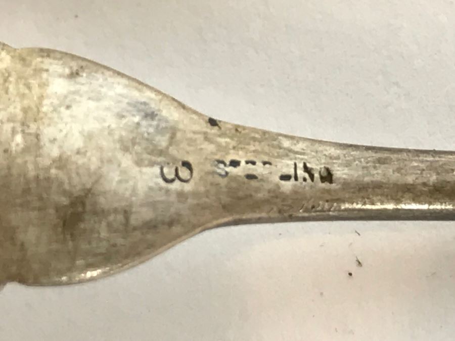 Set Of 3 Antique Sterling Silver Serving Pieces Flatware Spoon Fork 1892 1893 [Photo 9]