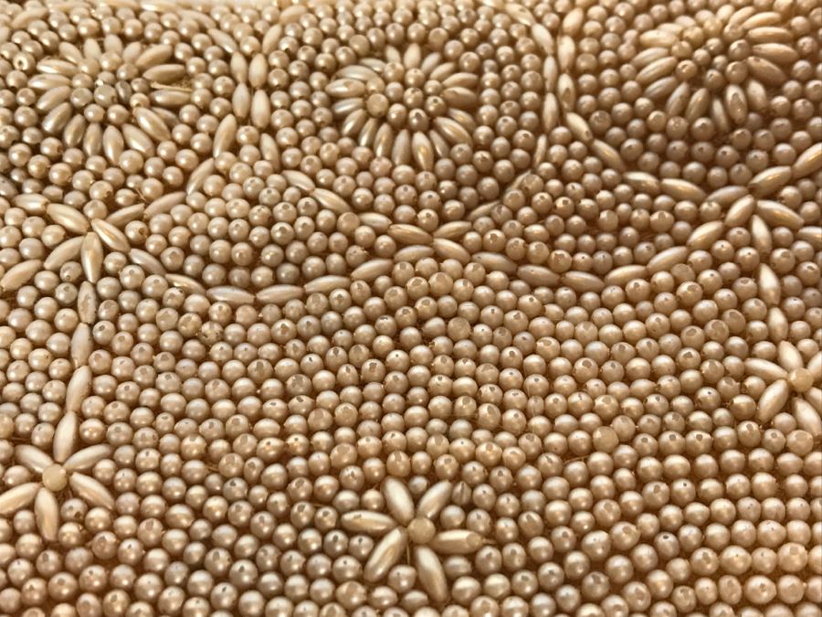 Vintage Japanese Beaded Purse Handbag Has Some Beads Missing On Handle Floral Pattern [Photo 8]