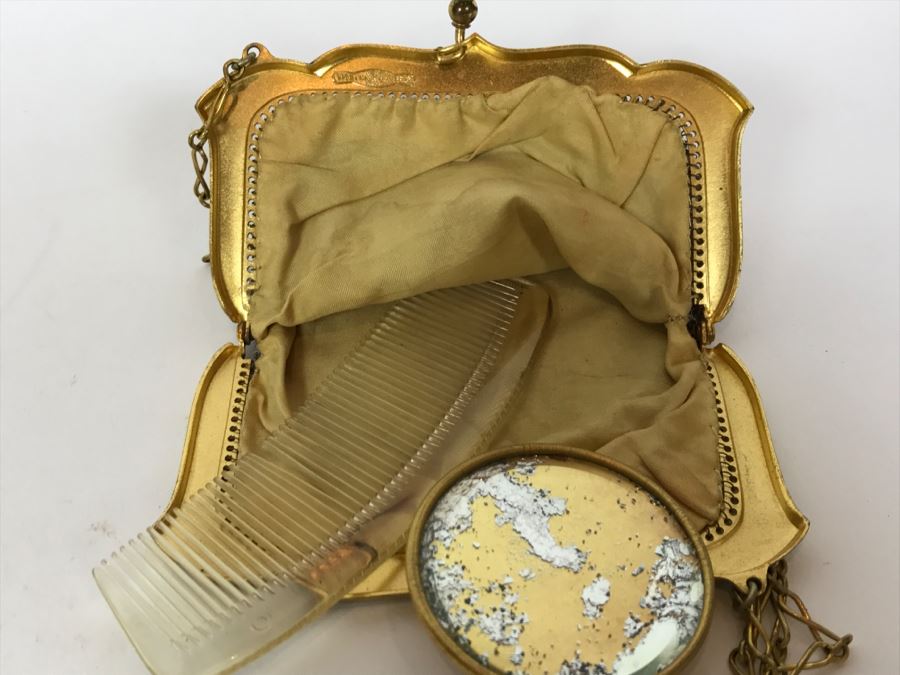 Vintage Whiting & Davis Co Mesh Purse In Great Condition With Comb And Mirror [Photo 8]