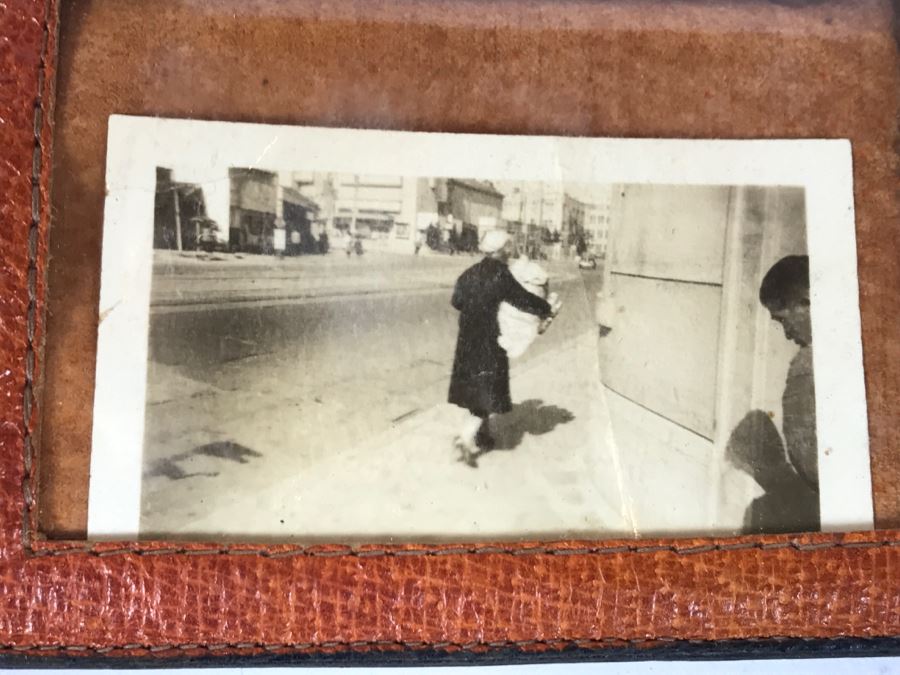 Vintage Wallet With Personal Effects As Found In Wallet Including Old Photos, Standing Liberty Silver Half Dollar, 1944 Barber Dime, Bank Of Japan Paper Currency Y10 Nippon With Various Names Written Over Bill And Catholic Pendants [Photo 26]