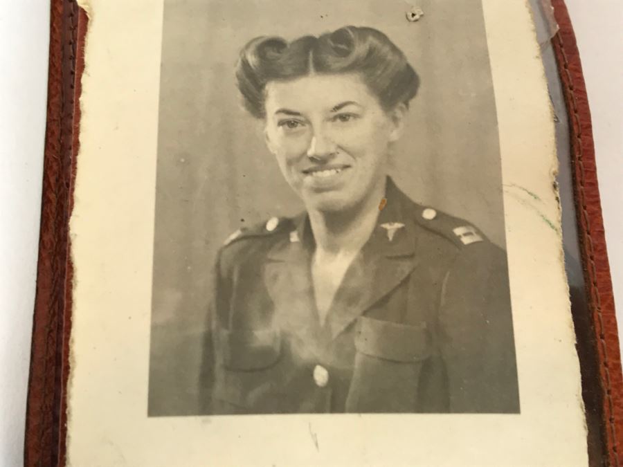 Vintage Wallet With Personal Effects As Found In Wallet Including Old Photos, Standing Liberty Silver Half Dollar, 1944 Barber Dime, Bank Of Japan Paper Currency Y10 Nippon With Various Names Written Over Bill And Catholic Pendants [Photo 5]