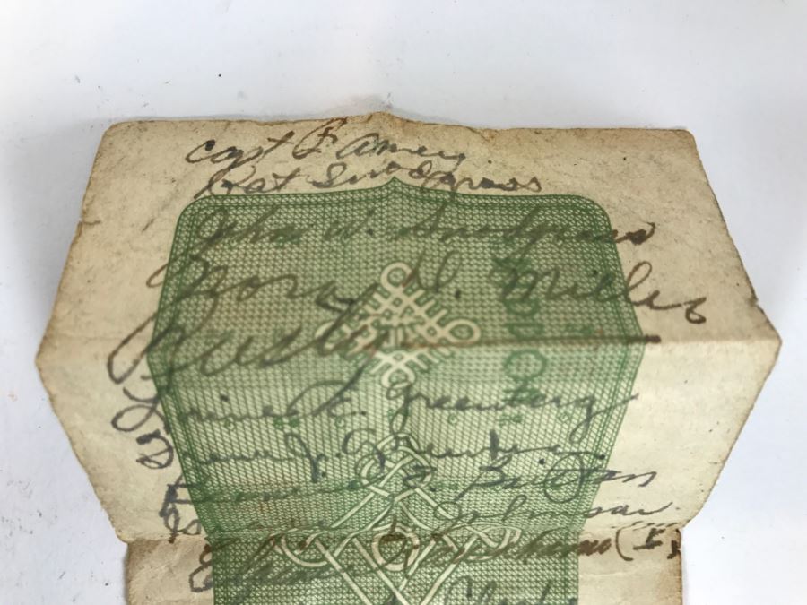 Vintage Wallet With Personal Effects As Found In Wallet Including Old Photos, Standing Liberty Silver Half Dollar, 1944 Barber Dime, Bank Of Japan Paper Currency Y10 Nippon With Various Names Written Over Bill And Catholic Pendants [Photo 12]