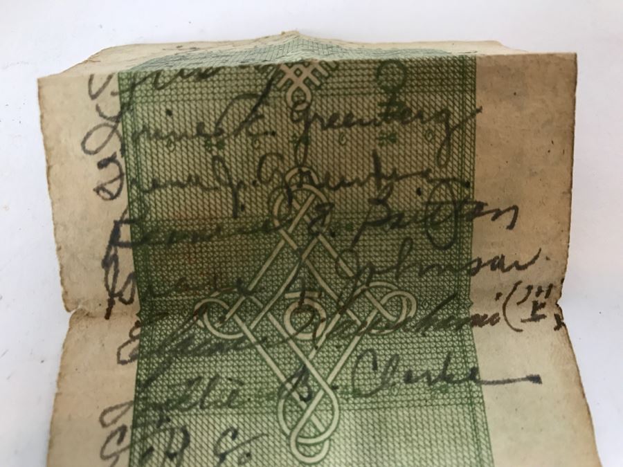 Vintage Wallet With Personal Effects As Found In Wallet Including Old Photos, Standing Liberty Silver Half Dollar, 1944 Barber Dime, Bank Of Japan Paper Currency Y10 Nippon With Various Names Written Over Bill And Catholic Pendants [Photo 13]