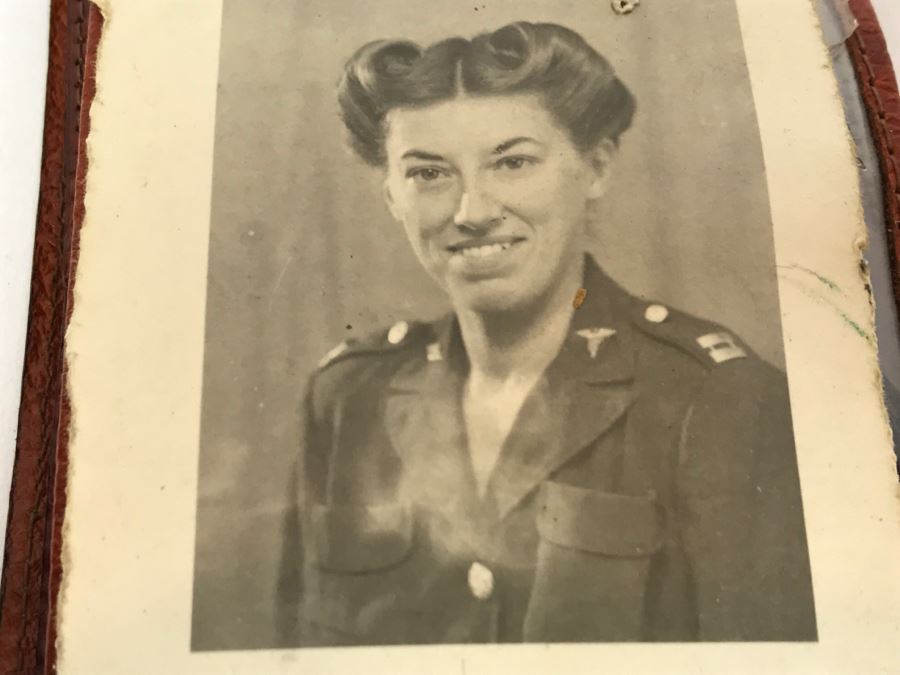 Vintage Wallet With Personal Effects As Found In Wallet Including Old Photos, Standing Liberty Silver Half Dollar, 1944 Barber Dime, Bank Of Japan Paper Currency Y10 Nippon With Various Names Written Over Bill And Catholic Pendants [Photo 6]