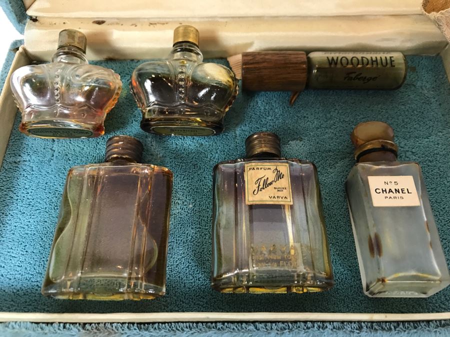 Collection Of Vintage Perfume Bottles Including No 5 Chanel, Woodhue Faberge, Stradivari Prince Matchabelli, Duchess Of York Prince Matchabelli [Photo 3]