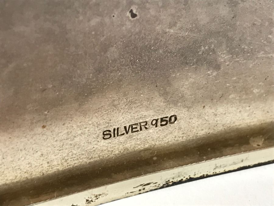 Sterling Silver '950' Japanese Signed Cigarette Case With Chased Landscape Design [Photo 11]