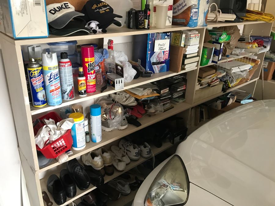 Wooden Long Bookshelves In Garage - 2 Separate Pieces - Sold Empty [Photo 4]