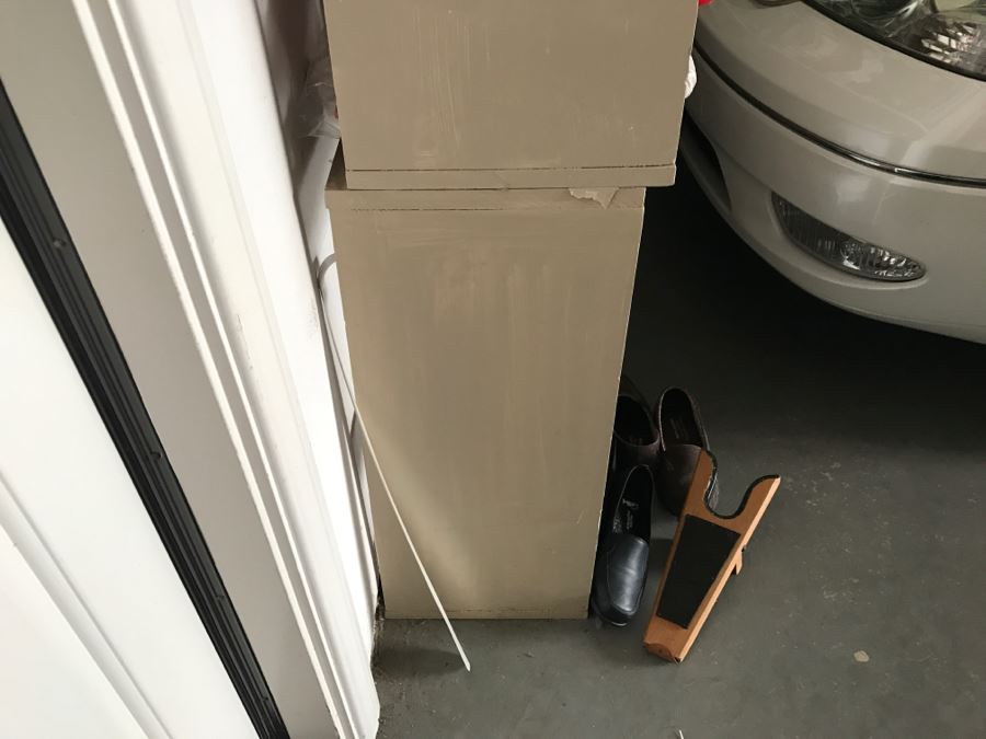 Wooden Long Bookshelves In Garage - 2 Separate Pieces - Sold Empty [Photo 7]