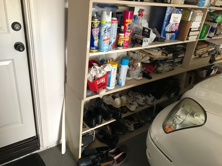 Wooden Long Bookshelves In Garage - 2 Separate Pieces - Sold Empty [Photo 5]