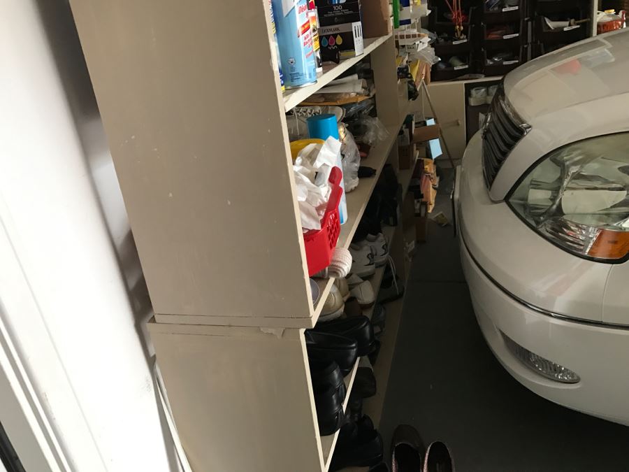 Wooden Long Bookshelves In Garage - 2 Separate Pieces - Sold Empty [Photo 8]