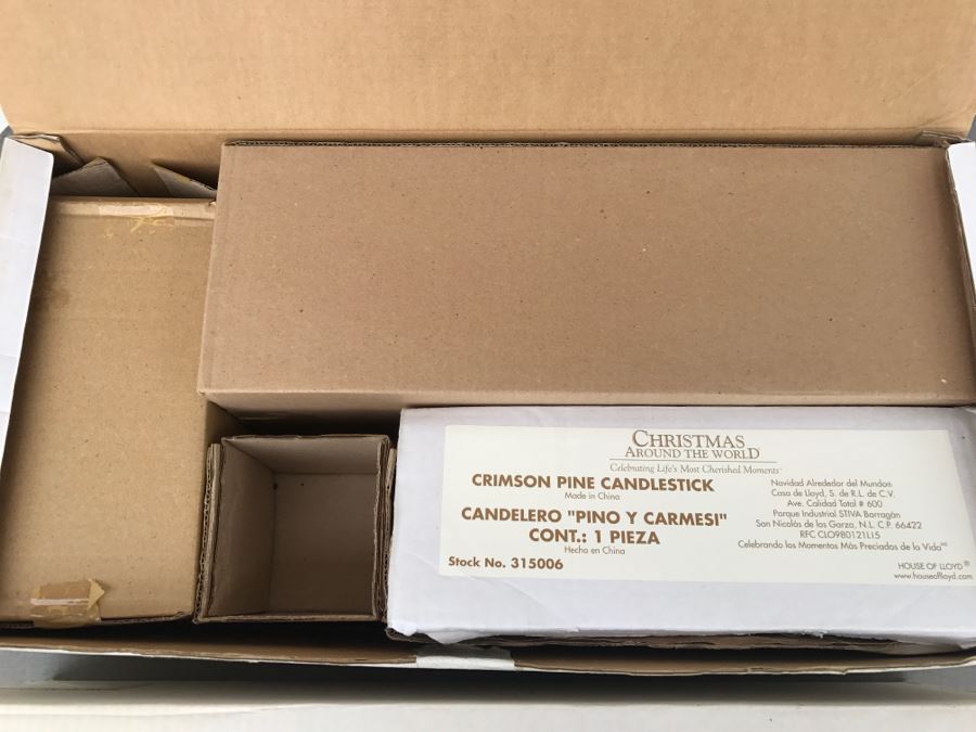 Pair Of Boxes Of Crimson Pine Candlesticks Christmas Around The World House Of Llloyd [Photo 5]