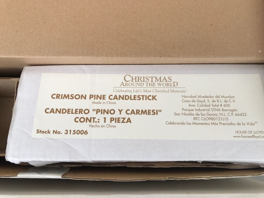 Pair Of Boxes Of Crimson Pine Candlesticks Christmas Around The World House Of Llloyd [Photo 6]