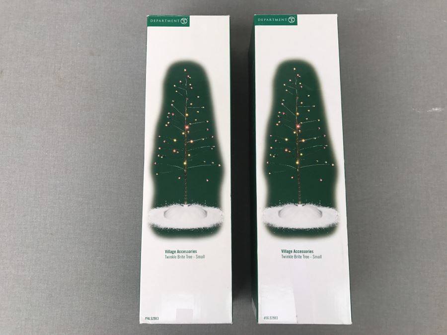 Pair Of Department 56 Village Accessories Twinkle Brite Trees Small
