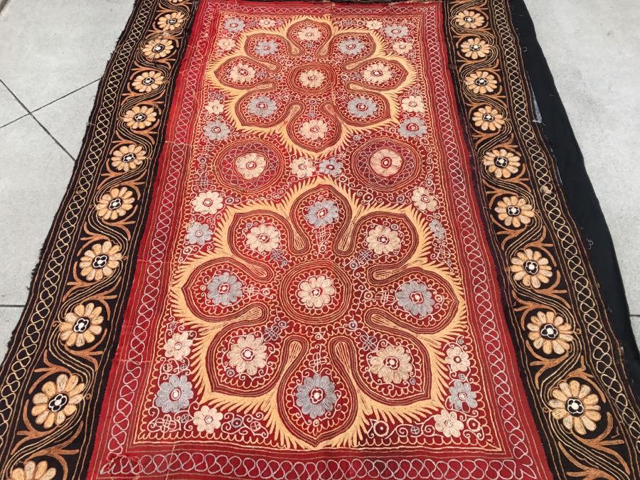 Stunning Vintage Embroidered Rug - See Photos For Condition [Photo 2]