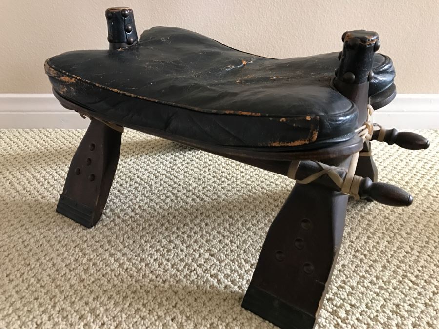 Vintage Rustic Camel Saddle Shape Stool [Photo 6]