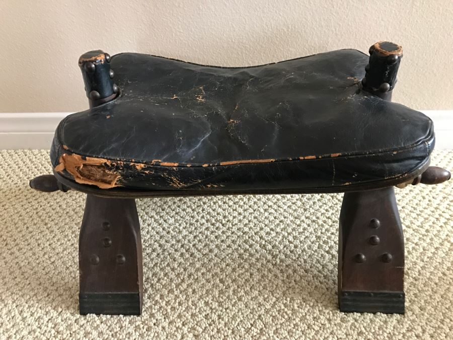 Vintage Rustic Camel Saddle Shape Stool [Photo 3]